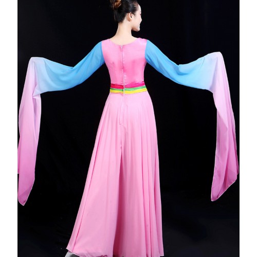 Women's water sleeves chinese folk dance dress ancient traditional classical fairy princess cosplay dresses